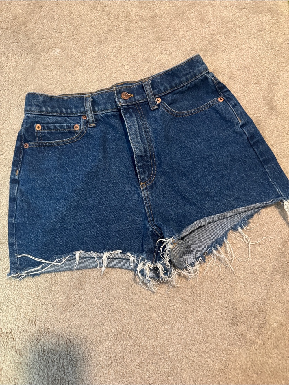 PINK Victoria's Secret Dark Blue Frayed Denim Shorts